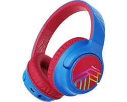 PowerLocus Bobo - Draadloze Koptelefoon voor Kinderen - Bluetooth koptelefoon - 74/85/94dB Volumebegrenzing - Led Verlichting - Audio Sharing Functie - Blauw/Rood