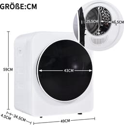 Sweiko Afvoerluchtdroger Wasdroger, RVS droger, 3 kg, 830W, Wit/Drievoudige filter, 5 programma's, wit, Overhittebescherming, Wandmontage [Energieklasse C] — thumbnail 15