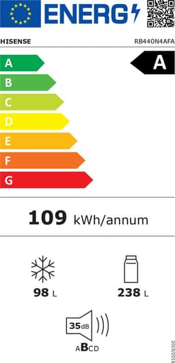 Hisense RB440N4AFA, Koelkast met A Energielabel - Koel-vriescombinatie - No Frost - Zwart- Multi-Air Flow - Fast Freeze - 35dB (A) -Inverter Compressor - 336 Liter — thumbnail 2