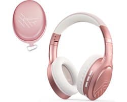 PowerLocus P19 Bluetooth Koptelefoon - Koptelefoon Draadloos - tot 70 Uur Speeltijd en met Aux Kabel - Over Ear Hoofdtelefoon - 3 EQ-Modi - Met Draagtas – Rose Gold
