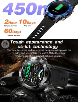 WizBay Premium Select® 1.39inch Sport Smartwatch Dames Heren TFT - Bluetooth Call - Magnetic Laden - Slaap Hart Monitor - O2 en Bloeddrukmeter - 100+ Sport Modi - Message - Alu Mat Zwarte Case - Smartwatches - Zwarte TPU Band — thumbnail 13