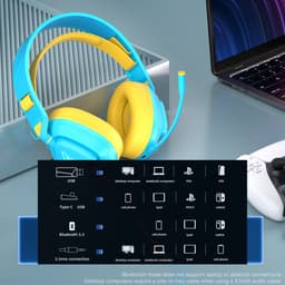TAIDU Draadloze Gaming Headset - Over ear koptelefoon - met microfoon - Geschikt voor PC/PS4/PS5, Nintendo Switch - Energie Blauw — thumbnail 6