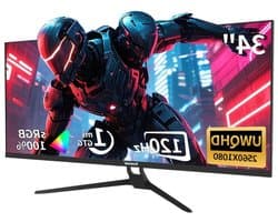 Ultrawide Monitor – Ultrawide Gaming Monitor – Curved Monitor – QHD Monitor – 34 Inch – 120Hz Refresh Rate – IPS Paneel – 2560x1080 Resolutie