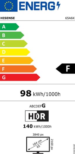 Hisense 65A6K - 65 inch - 4K LED - 2023 - Smart TV — thumbnail 2