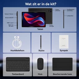 Hotlight C108 - Android 16 Tablet - 10.1 inch - 30(6+24)GB RAM/128GB ROM - Gemini AI - Wifi 6 - Met Toetsenbord, Muis, Oordopjes & Bescherming – Zwart — thumbnail 4