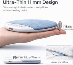 Slaapsprekers - Bluetooth - Ultra Dun (1.1 cm) - Kussen Speaker met Timer - 20-48 uur Accu - Witte Ruis - Voor Beter Slapen - Draadloos - Blauw — thumbnail 8