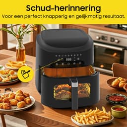 Dewelling AF80D10-2 Heteluchtfriteuse met kijkvenster – XXL 9L Airfryer, 2350 W, 360° heteluchtcirculatie, 9 voorgeprogrammeerde instellingen, schudherinnering — thumbnail 7