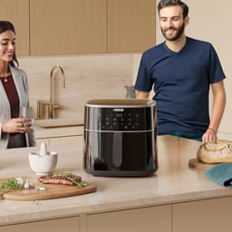 Princess Digitale Airfryer XXL 182254 - 8 liter - Extra Groot - PFAS vrij - Heteluchtfriteuse - Inclusief in hoogte verstelbaar Grillrack - Digital Touchscreen - 8 Automatische Programma's - 1800W - Zwart — thumbnail 4