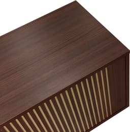 TV-kast - Lowboard Media Console - Woonkamer Entertainment - Led Verlichting App Bediening - 200x35x53 cm - Zwart Hout — thumbnail 4