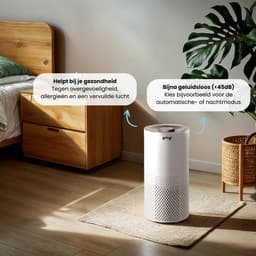 Gologi Luchtreiniger - Air Purifier Tegen Huisstofmijt, Hooikoorts, Allergieën en Stof - Vervangbaar HEPA 13 filter en Koolstoffilter - 210m³/h - Met App - Wit — thumbnail 2