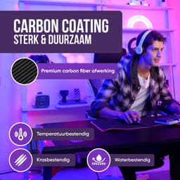 Avalo Gaming Bureau - 140x60x73 CM - Game Desk Met LED Verlichting - Gaming Desk - Tafel - Zwart — thumbnail 6