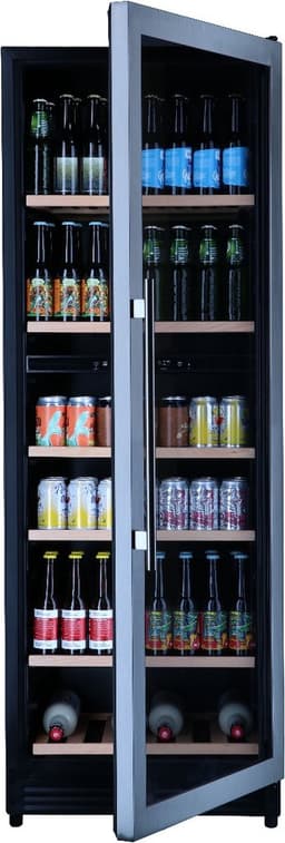 Bierkoelkast Brugge - glazen deur met RVS rand - 320 flessen - Koelkast horeca - Bier koelkast voor Thuis - Flessenkoelkast- Drank koelkast - Bierkast — thumbnail 3