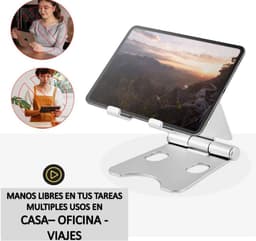 Bureau houder Tablet & Telefoon Vouwbaar Standaard - Tafel Telefoon Steun Universeel - Zilver — thumbnail 8