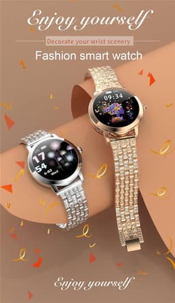 Darenci Smartwatch Me Shine Pro - Smartwatch dames - Smartwatch heren - Activity Tracker - Touchscreen - Stalen band met steentjes- Dames - Heren - Horloge - Stappenteller -Bloeddrukmeter -Verbrande calorieën -Zuurstofmeter -Roségoud -Spatwaterdicht — thumbnail 19