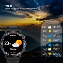 Mawiva Tech PRO - Smartwatch - AMOLED - Smartwatch Heren - Mawiva Tech Smartwatch - Geschikt voor iOS en Android - Nederlandstalig - Sporthorloge - Gezondheidsanalyse - Sportanalyse - Bellen - Muziek/Audio Luisteren - Ergonomisch - Zwart — thumbnail 7
