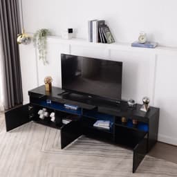 Zwart modern TV-meubel, helder paneel, variabele LED-verlichting, woon- en eetkamer 180cm — thumbnail 17