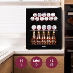 PRIMO PR178BC Drankkoelkast - Minibar - Mini Koelkast - Glazen deur - 46L - D - Zwart — thumbnail 5