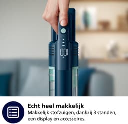 Philips Steelstofzuiger met Dweilfunctie XC5041/01 Aqua - Draadloos en Zonder Zak - Zuigmond met LED Verlichting - Kruimeldief - Batterijduur tot 60 min - Lichtgewicht - Blauw — thumbnail 8