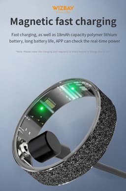 WizBay Premium Select® Zilveren FrostLook Smart Ring Dames Heren - Oplaad Case - Hypoallergeen - Hartslag & Slaap Monitor - IP68 Waterdicht - O2 Meting - Gesture Functie - Multiple Sport Modi - #10 — thumbnail 8