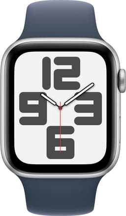 Apple Watch SE 2023 - GPS + Cellular - 44mm Silver Aluminium Case with Storm Blue Sport Band - M/L — thumbnail 1
