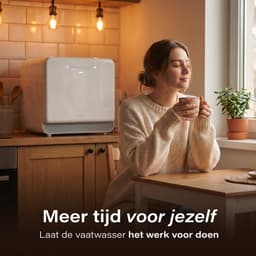 Skoov Mini Vaatwasser met waterreservoir - 3 couverts - 6 wasprogramma's - Extra stil - Kleine smalle vrijstaande afwasmachine - Camping - Wit — thumbnail 6