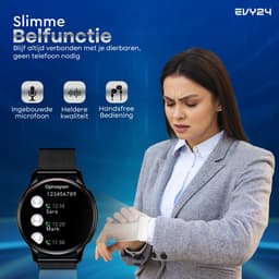 Evy24 Smartwatch Pro 42mm - Smartwatch Dames - Horloge met Belfunctie - Sporthorloge Dames - AMOLED - Bloeddrukmeter - Stappenteller - Android en iOS - Zwart — thumbnail 6