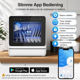 Novari Mini vaatwasser - Vrijstaande afwasmachine - Kleine compacte aanrechtvaatwasser - 8 programma's - 42,5x42,8x45,8 cm — thumbnail 8