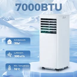 4-in-1 Mobiele Airco - Draagbare Airconditioner - 4-in-1 Koelen, Ontvochtiger, Ventilator & Slaapstand - 7000 BTU - voor 20-30 m² - met Afstandsbediening & Timer - 55 dB - Wit — thumbnail 7