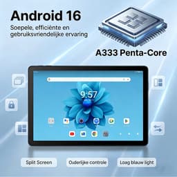 11 inch Tablet – 128GB opslag – 7800 mAh batterij – Android 16 – WiFi 6 – Tablet met Toetsenbord, Muis & Pen, Hoesje - Zwart — thumbnail 4
