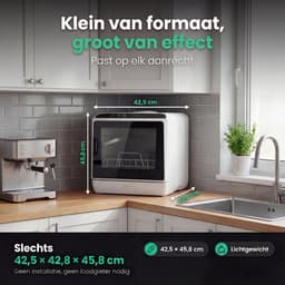 Ventux® Mini Vaatwasser Incl. App – Afwasmachine – 5 Programma’s – 900 Watt – 42,5 x 42,8 x 45,8 cm - Wit — thumbnail 6