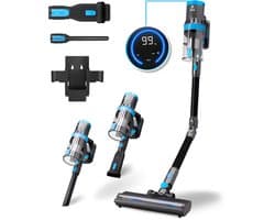 CleanWise Rita Flex – Steelstofzuiger Draadloos met Gebogen Stang & Kruimeldieffunctie – Zonder Zak op Accu – 30kPa Zuigkracht – Groene Laser – HEPA 14 Filter – Tot 60 Min Accuduur – Voor Huisdierharen – Nederlands Product