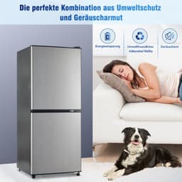 Gutent-Minikoelkast - 106L totaal - 60L koel en 46L vries - 7 temperaturen - LED-verlichting - Zilver en Zwart — thumbnail 12