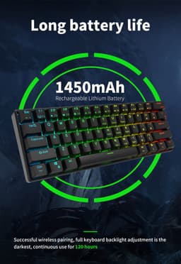 Royal Kludge RK61 - Mechanisch Gaming Toetsenbord - Draadloos - Ergonomisch - RGB - Red Switch — thumbnail 2