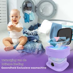 Mini Wasmachine met Centrifuge - Voor Kleine Wasgoed - Meerdere Programma's - Paars — thumbnail 4