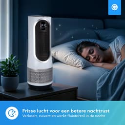 Luchtreiniger Hot & Cold 3-1 met Vervangbaar HEPA 13 Filter met App & Afstandsbediening - Air Purifier - Air Cleaner - Koolstoffilter - 80 m3 - 1500 W- Wit - Tegen Hooikoorts, Huisstofmijt, Allergie - Silvergear — thumbnail 4