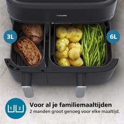 Philips 5000 Series Dual Basket Airfryer - NA551/00 - Stoomfunctie - Dubbele Mand - 9L - Tot 6 Personen — thumbnail 10
