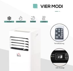 3-in-1 Mobiele airco - 7000 BTU - Draagbare airconditioner - 3-in-1 koelen, ventilator en luchtontvochtiger - voor 10-26 m² - met afstandsbediening en 24-uurs timer - 2 snelheidsniveaus - wit — thumbnail 5