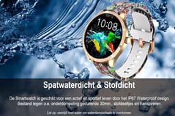 Belesy® BQSiRgSk Pro Skull - Smartwatch Dames – Smartwatch Heren - Horloge - 1.28 inch - Kleurenscherm - Stappenteller - Bloeddruk - Hartslag - 75+ Wijzerplaten – Sporten – Rose goud – Staal - Siliconen – Skull - Zwart - Kerstcadeau — thumbnail 6
