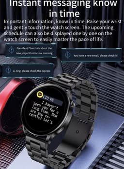 Smartwatch Rankos AK37 - sporthorloge zilver staal bandje - Fitness - Stappenteller - Hartslag - Slaapmonitor - Bluetooth bellen-Bel/message herinnering - Camera Bediening-IP67 Waterbestendig - Met APP-Weer informatie -Stopwatch - Muziek — thumbnail 12