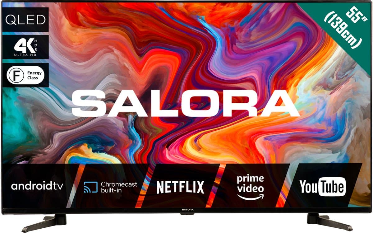 Salora 55QLEDTV - 55 Inch Smart TV - 4K TV - Smart TV - Televisie - QLED - Zwart - 2025 — afbeelding 1