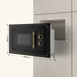 Klarstein Magnetron Victoria 20 inbouw retro, 20 L, 800 W Mikrowellen /1000 W grillvermogen, 3 Kombi functies, rvs, . Einbaurahmen, zwart - voor Keuken - Microwave - Combimagnetron - Microgolfoven — thumbnail 3