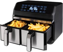 Inventum GF800HLD Dubbele Airfryer XXL - 8L - Dual Cook - Grill- & roosterfunctie - 8 programma's - 80-200 °C - PFAS-vrij - Tot 6 personen - Zwart/RVS — thumbnail 7