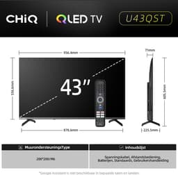 CHiQ U43QST - Smart TV 43 Inch - QLED Pro Google TV - UHD 4K - Randloos Metal Design - Dolby Audio - Nieuw — thumbnail 4
