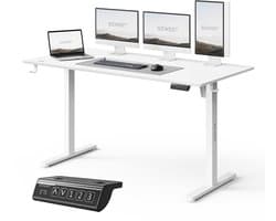 SENSE7 NOJO LIGHT - Zit Sta Bureau - 140 cm x 70 cm - Elektrisch bureau - Verstelbare bureau - Elektrische Hoogteverstelling - Hoogte 72-118 cm - Intelligent Bedieningspaneel - Wit