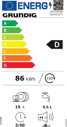 Grundig GNVP4631B- Inbouw vaatwasser - Volledig ingebouwd - Energielabel C — thumbnail 2