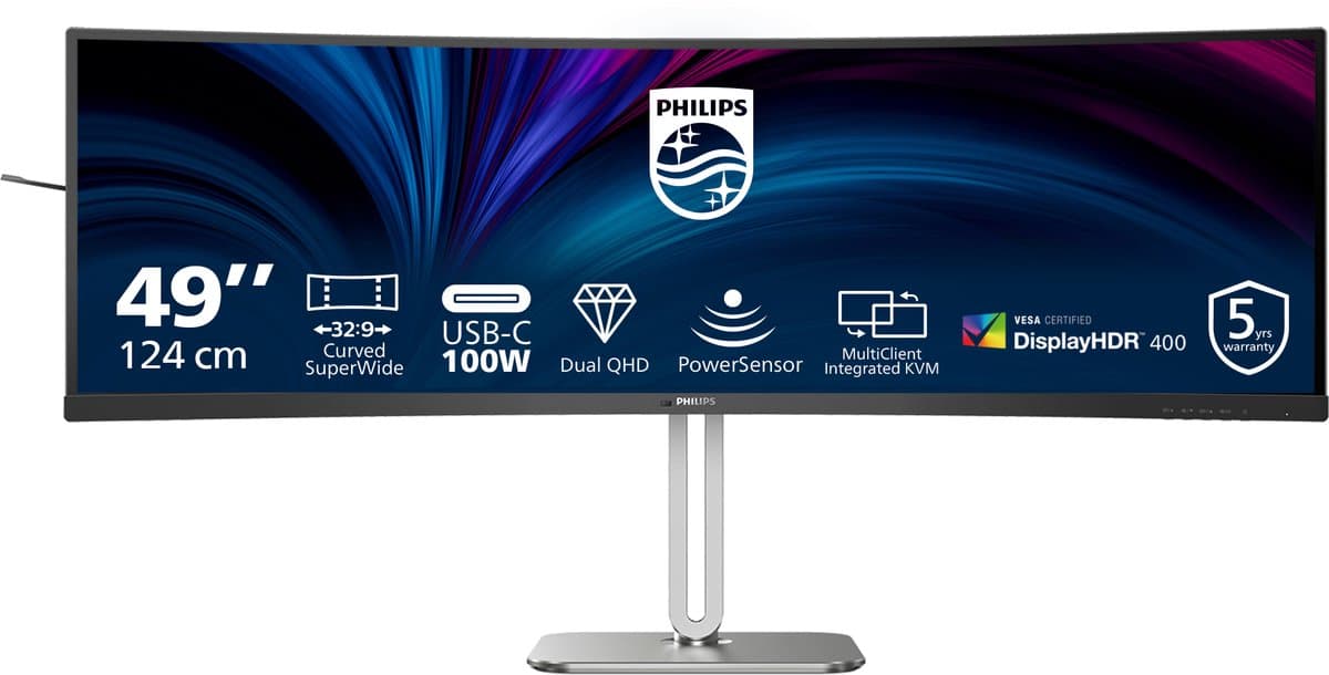Philips 49B2U5900C - Ultrawide Curved Productivity Monitor - USB-C 100w - RJ45 - 49 inch — afbeelding 1
