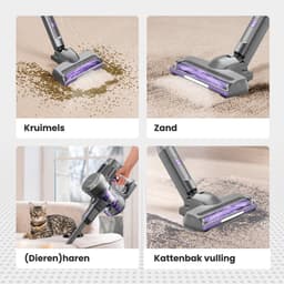 Auronic Steelstofzuiger Draadloos 220W - Draadloze Stofzuiger - HEPA Filter - Zelfstaand - Op Accu - Zonder Zak - Kruimeldief - Vacuum Cleaner - Grijs/Paars — thumbnail 9