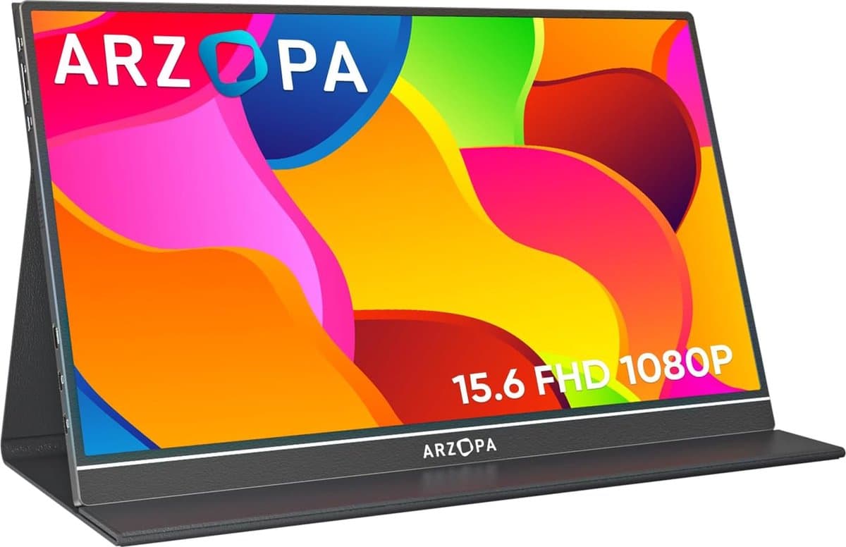 Arzopa S1 Table Portable Monitor - Full HD - 15.6 inch - USB-C - Incl Bookcase — afbeelding 1