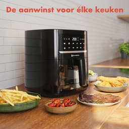 KitchenBrothers Airfryer XL - PFAS-Vrij - 1600W - 6L - Heteluchtfriteuse - 50ºC tot 200ºC - Met kijkvenster - 10 Kookprogramma's - Zwart — thumbnail 10