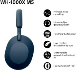 Sony WH-1000XM5 – Draadloze koptelefoon met Noise Cancelling - Blauw — thumbnail 8